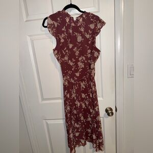 Nina Leonard Burgundy Floral Dress